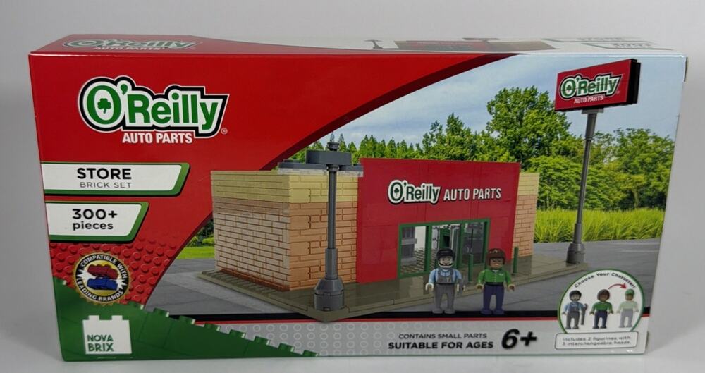 O'Reilly Auto Parts Store 300+ Pc Nova Brix Building Set & Worker Character